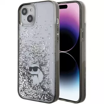 Karl Lagerfeld KLHCP15MLKCNSK iPhone 15 Plus / 14 Plus 6.7 inch Transparent Hard Case Liquid Glitter Choupette