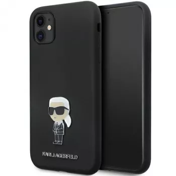 Karl Lagerfeld Ikonik Metal Pin Silicone Case for Apple iPhone 11 / iPhone XR 6.1 inch Black