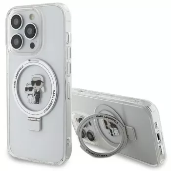 Karl Lagerfeld KLHMP13XHMRSKCH Hard Case Ring Stand for iPhone 13 Pro Max 6.7 inch White Karl & Choupette MagSafe