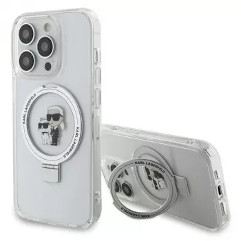 Karl Lagerfeld KLHMP15XHMRSKCH Hard Case Ring Stand for iPhone 15 Pro Max 6.7 inch White MagSafe Karl & Choupette