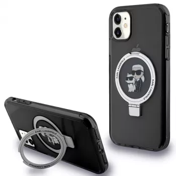 Karl Lagerfeld KLHMN61HMRSKCK Hard Case Ring Stand for iPhone 11 / XR 6.1 Black MagSafe Karl & Choupette