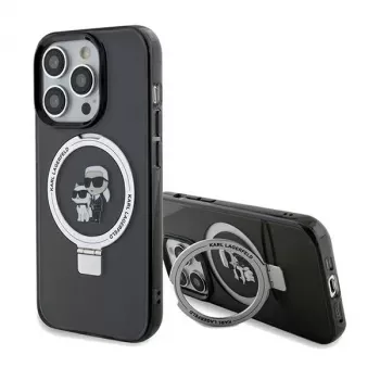 Karl Lagerfeld iPhone 13 Pro Max 6.7 inch Hard Case Ring Stand Karl & Choupette MagSafe Black