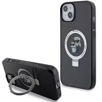 Karl Lagerfeld KLHMP15MHMRSKCK Hard Case Ring Stand MagSafe for iPhone 15 Plus / 14 Plus 6.7 inch Black