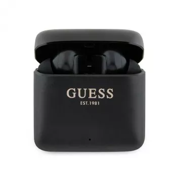 Guess Printed Logo True Wireless Stereo Bluetooth Earbuds with Charging Case (Black)