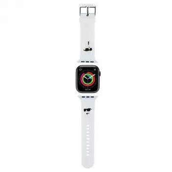 Karl Lagerfeld KLAWMSLKCNH Apple Watch 38/40/41mm White Strap 3D Rubber Karl & Choupette Heads