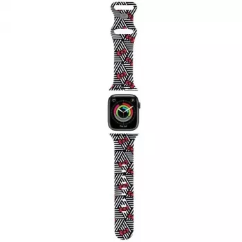 Hello Kitty HKAWMSDIEZK Silicone Strap for Apple Watch 38/40/41mm Black with Bows and Stripes