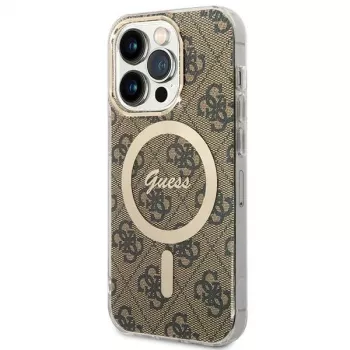 Guess GUHMP15LH4STW Hardcase for Apple iPhone 15 Pro 6.1 inch Brown IML 4G MagSafe