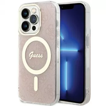 Guess GUHMP15LH4STP Hardcase for Apple iPhone 15 Pro 6.1 inch Pink IML 4G MagSafe