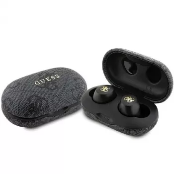 Guess 4G Metal Logo Bluetooth TWS ENC Earbuds with Charging Case (Black)