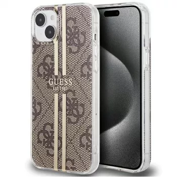Guess GUHCP15MH4PSEGW iPhone 15 Plus / 14 Plus 6.7 inch Hardcase IML 4G Gold Stripe Brown