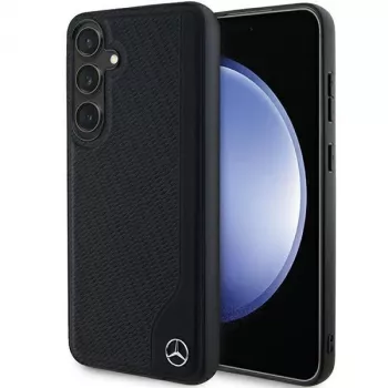 Mercedes-Benz MEHMS24S23RBGVK S24 S921 Black Hard Case Leather Debossed Line MagSafe for Samsung Galaxy S24