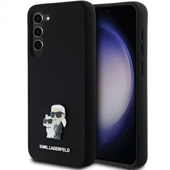 Karl Lagerfeld KLHCS23MSMHKCNPK Hard Case for Samsung Galaxy S23+ S916, Silicone, Black, Karl & Choupette Metal Pin