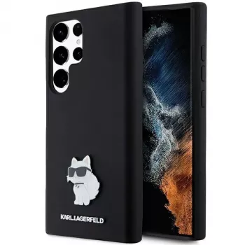 Karl Lagerfeld KLHCS23LSMHCNPK S23 Ultra S918 Black Hard Case Silicone Choupette Metal Pin