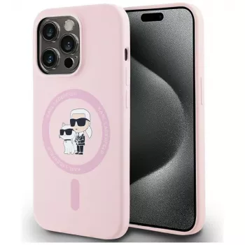 KARL LAGERFELD Silicone Karl & Choupette MagSafe Case for iPhone 14 Pro Max Pink