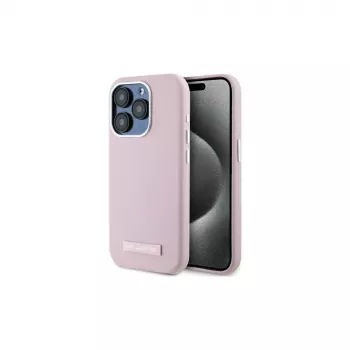 Karl Lagerfeld KLHMP15LPGMSRPP iPhone 15 Pro 6.1 inch Pink Hard Case with Metal Plate MagSafe