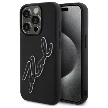 Karl Lagerfeld KLHCP15L3DRKSDLK iPhone 15 Pro 6.1 Black Hard Case 3D Rubber Signature