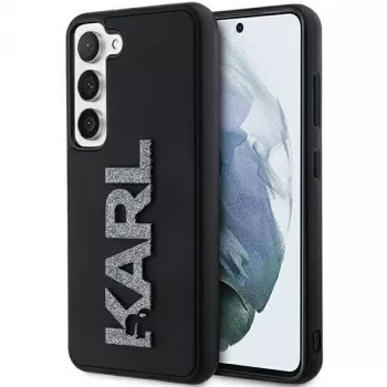 Karl Lagerfeld KLHCS24S3DMBKCK Hard Case for Samsung Galaxy S24, Black, 3D Rubber Glitter Logo