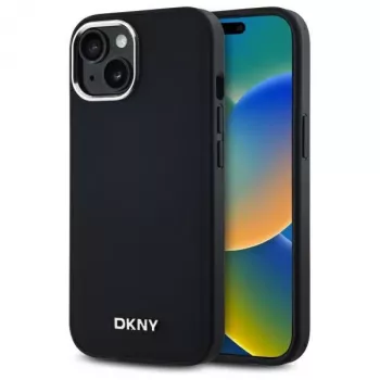DKNY DKHMP15SPSCMCLK iPhone 15 6.1 inch Black Hard Case Plain Logo MagSafe