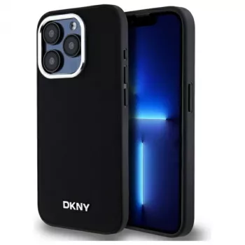 DKNY DKHMP15LPSCMCLK Hard Case for Apple iPhone 15 Pro 6.1 inch Black Plain Logo MagSafe