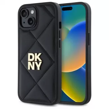 DKNY DKHCP14SPQDSLK Quilted Stack Logo Back Cover for Apple iPhone 14 6.1 inch Black