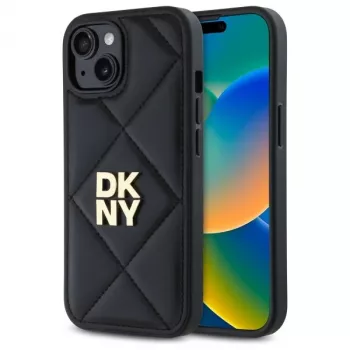 DKNY DKHCP15SPQDSLK Quilted Stack Logo Back Cover for Apple iPhone 15 6.1 inch Black