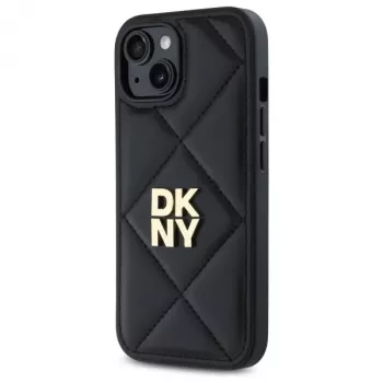 DKNY DKHCP15SPQDSLK Quilted Stack Logo Back Cover for Apple iPhone 15 6.1 inch Black