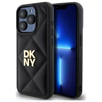 DKNY DKHCP15LPQDSLK Quilted Stack Logo Back Cover for Apple iPhone 15 Pro 6.1 Black