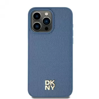 DKNY DKHMP15SPSHRPSB iPhone 15 / 14 / 13 6.1 Blue Hard Case Leather Look Metal Logo MagSafe
