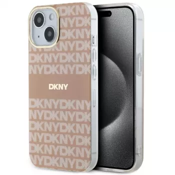 DKNY DKHMP14SHRHSEP Hard Case IML Mono & Stripe MagSafe for Apple iPhone 14 / 15 / 13 6.1 inch Pink