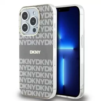 DKNY DKHMP15XHRHSEE Hard Case for iPhone 15 Pro Max 6.7 inch Beige IML Mono & Stripe MagSafe