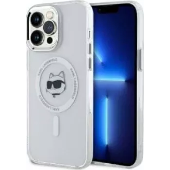 Karl Lagerfeld KLHMP14XHLSCHH iPhone 14 Pro Max 6.7 inch White Hard Case IML Metal Choupette Head MagSafe