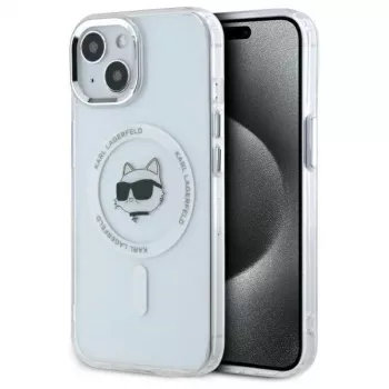 Karl Lagerfeld KLHMP15MHLSCHH Hard Case for Apple iPhone 15 Plus 6.7 inch White IML Metal Choupette Head MagSafe