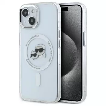 Karl Lagerfeld KLHMP14SHLSKCH Hard Case for Apple iPhone 14 6.1 inch White IML Metal Karl & Choupette Head MagSafe