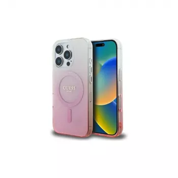 Guess IML Glitter Gradient MagSafe Case for iPhone 16 Pro (Pink)