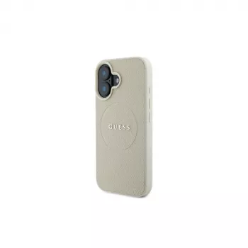 Guess GUHMP16SPGHSMME iPhone 16 Beige Hard Case Grained Ring MagSafe