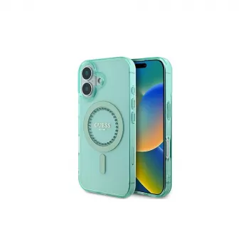 Guess IML Rhinestones MagSafe Case for iPhone 16 Plus (Green)
