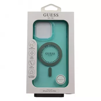 Guess IML Rhinestones MagSafe Case for iPhone 16 Pro Max (Green)