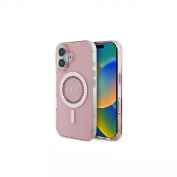 Guess IML Rhinestones MagSafe Case for iPhone 16 (Pink)