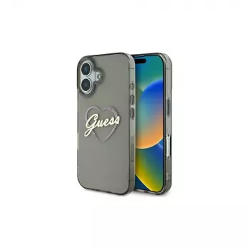 Guess GUHCP16SHCHGSPK Hardcase for iPhone 16 6.1 inch IML Heart Black