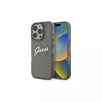 Guess GUHCP16LHCHGSPK Hard Case for Apple iPhone 16 Pro 6.3 inch Black IML Heart