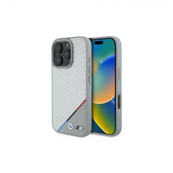 BMW M Carbon Tricolor Line Hardcase for iPhone 16 Pro 6.3 inch Grey MagSafe