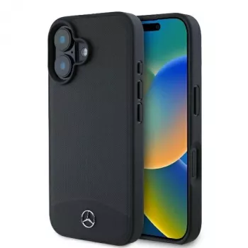 Mercedes-Benz MEHMP16S23RBARK iPhone 16 6.1 inch Black Hardcase in Textured and Smooth Leather with MagSafe