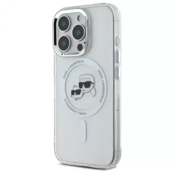Karl Lagerfeld KLHMP16LHLSKCH Hardcase IML Metal Karl & Choupette Head MagSafe for Apple iPhone 16 Pro, White
