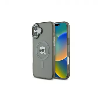 Karl Lagerfeld KLHMP16MHLSKIK iPhone 16 Plus 6.7 inch Hardcase IML Metal Karl Head MagSafe Black