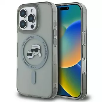 Karl Lagerfeld KLHMP16XHLSKCK Hardcase IML Metal Karl & Choupette Head MagSafe for Apple iPhone 16 Pro Max 6.9 inch, Black