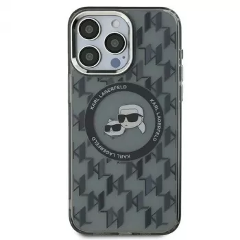 Karl Lagerfeld KLHMP16LHMCKMHK iPhone 16 Pro 6.3 inch Black IML Monogram Karl & Choupette Head MagSafe Case
