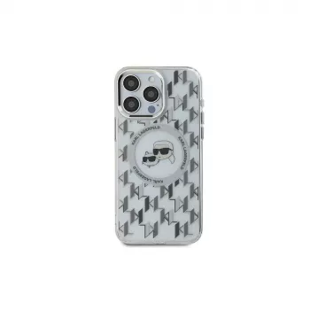 Karl Lagerfeld KLHMP16SHMCKMHT iPhone 16 Transparent IML Monogram Karl & Choupette Head MagSafe Case