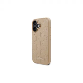 Karl Lagerfeld KLHMP16SPKHPORPE Hardcase for iPhone 16 6.1 inch Beige Hot Stamp MagSafe