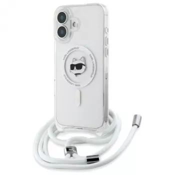 Karl Lagerfeld KLHMP16SHCCHNT iPhone 16 6.1 Hard Case Transparent IML Choupette Head & Cord MagSafe
