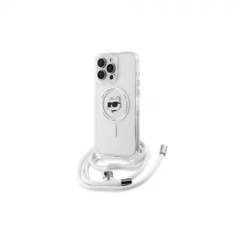 Karl Lagerfeld KLHMP16XHCCHNT iPhone 16 Pro Max 6.9 Hard Case Transparent IML Choupette Head & Cord MagSafe